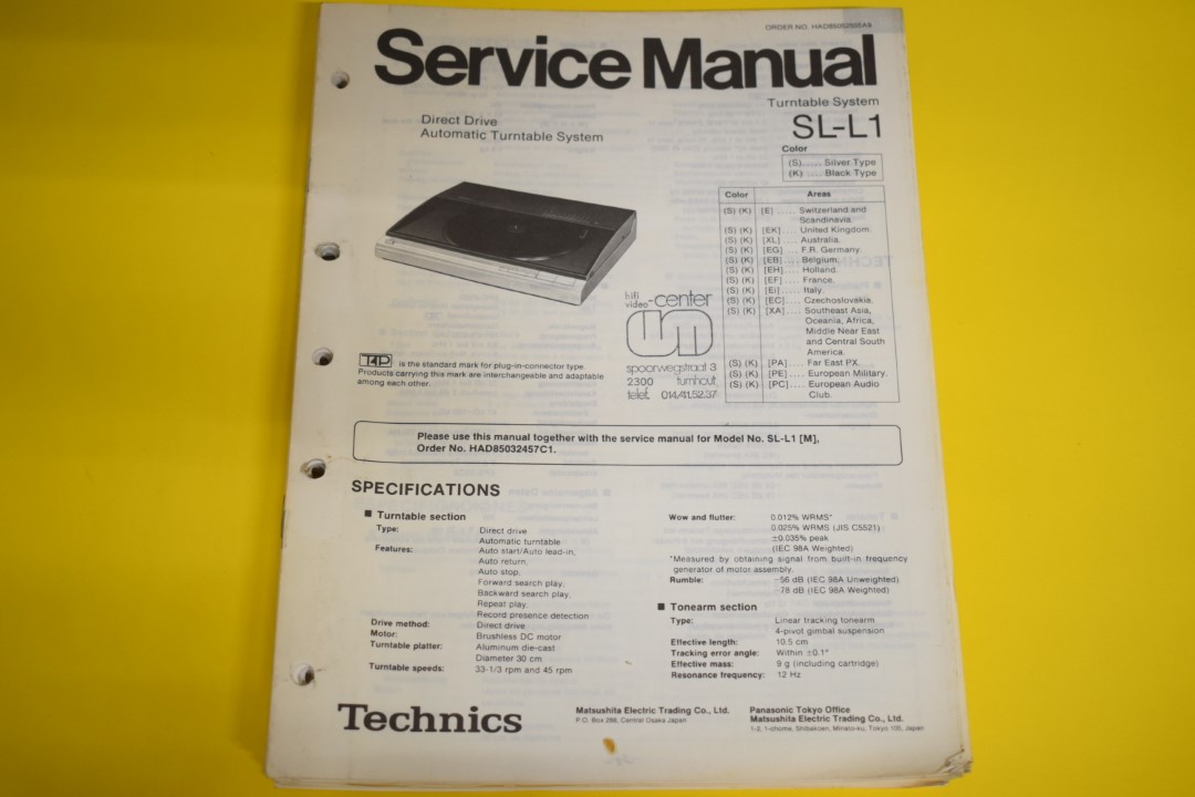 Technics SL-L1 Turntable Service Manual  			